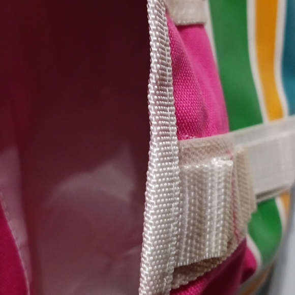 Aerosoles insulated cooler Pink, Green Yellow  Blue strips. Large compartment - Picture 8 of 8